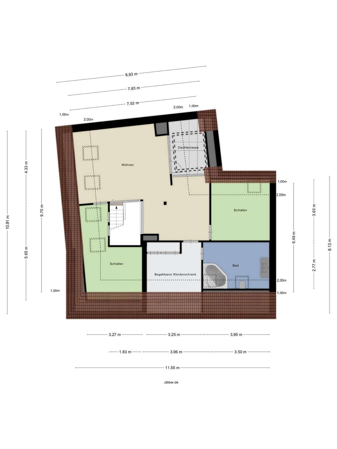 Grundriss DG bemasst